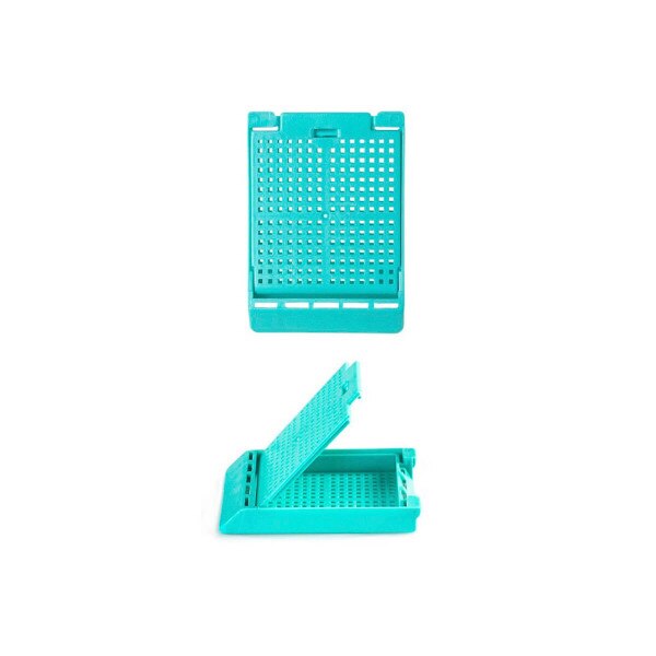 Hinged Biopsy Cassette, aqua
